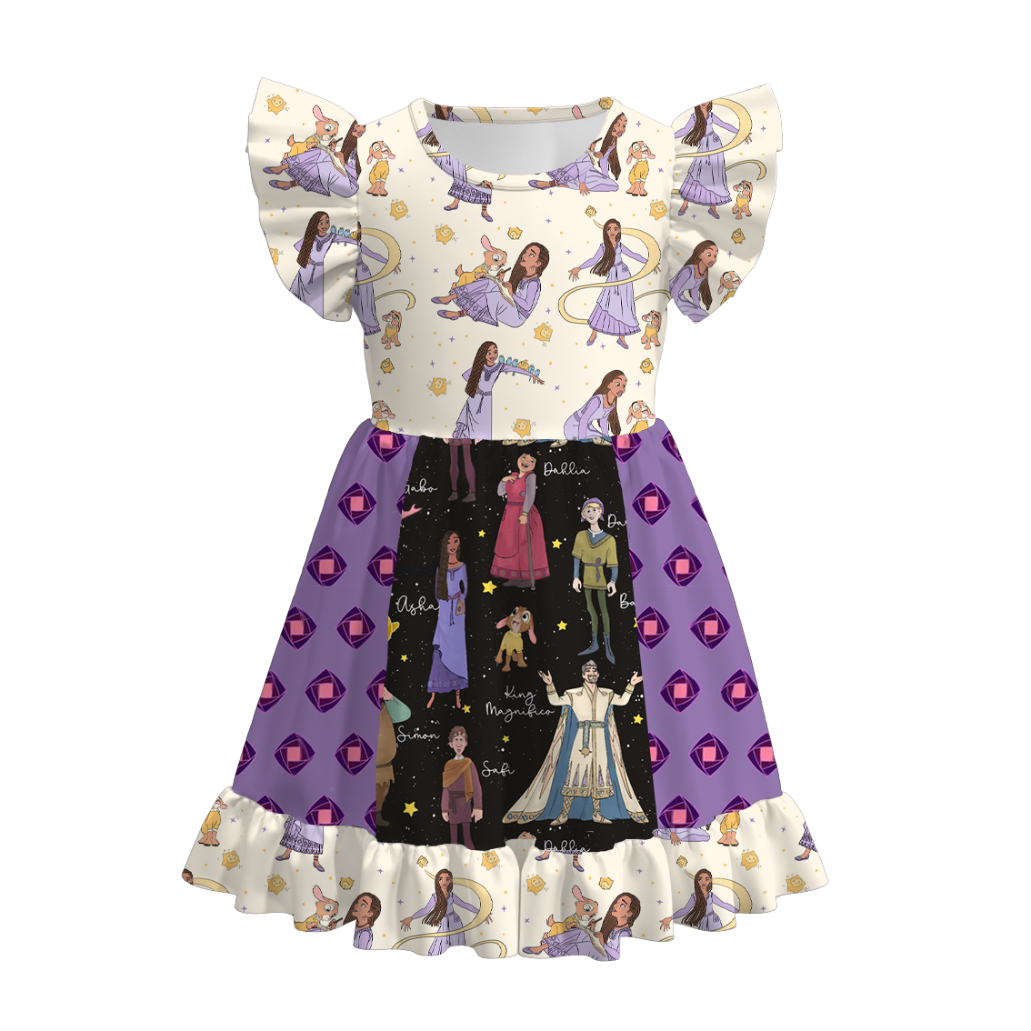 (Pre Order)Exclusived Summer Girls' "Wish" Cartoon Print Trendy Dress