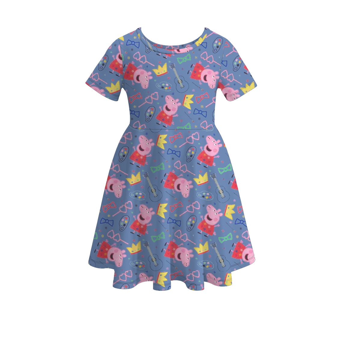 (Pre Order)Exclusived Summer Girls Cartoon Print Twirl Dress