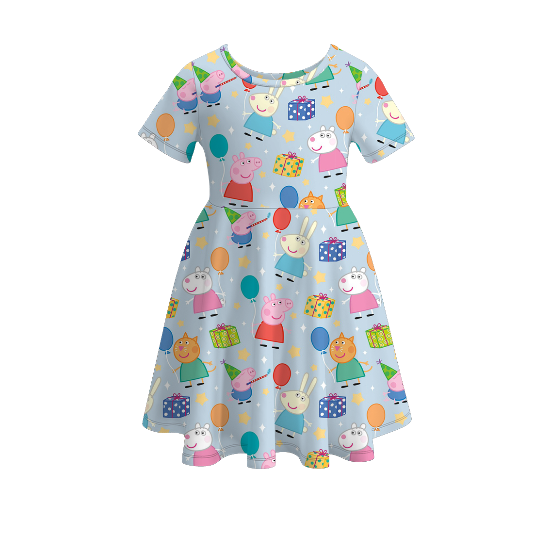 (Pre Order)Exclusived Summer Girls Cartoon Print Twirl Dress