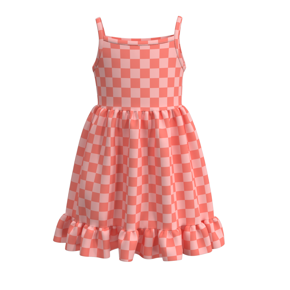 (Pre Order)Sleeveless Plaid Printed Girls' Summer Dress