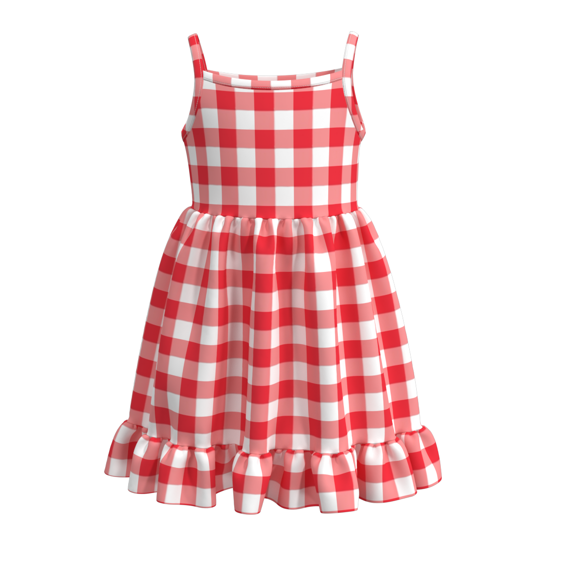 (Pre Order)Sleeveless Plaid Printed Girls' Summer Dress