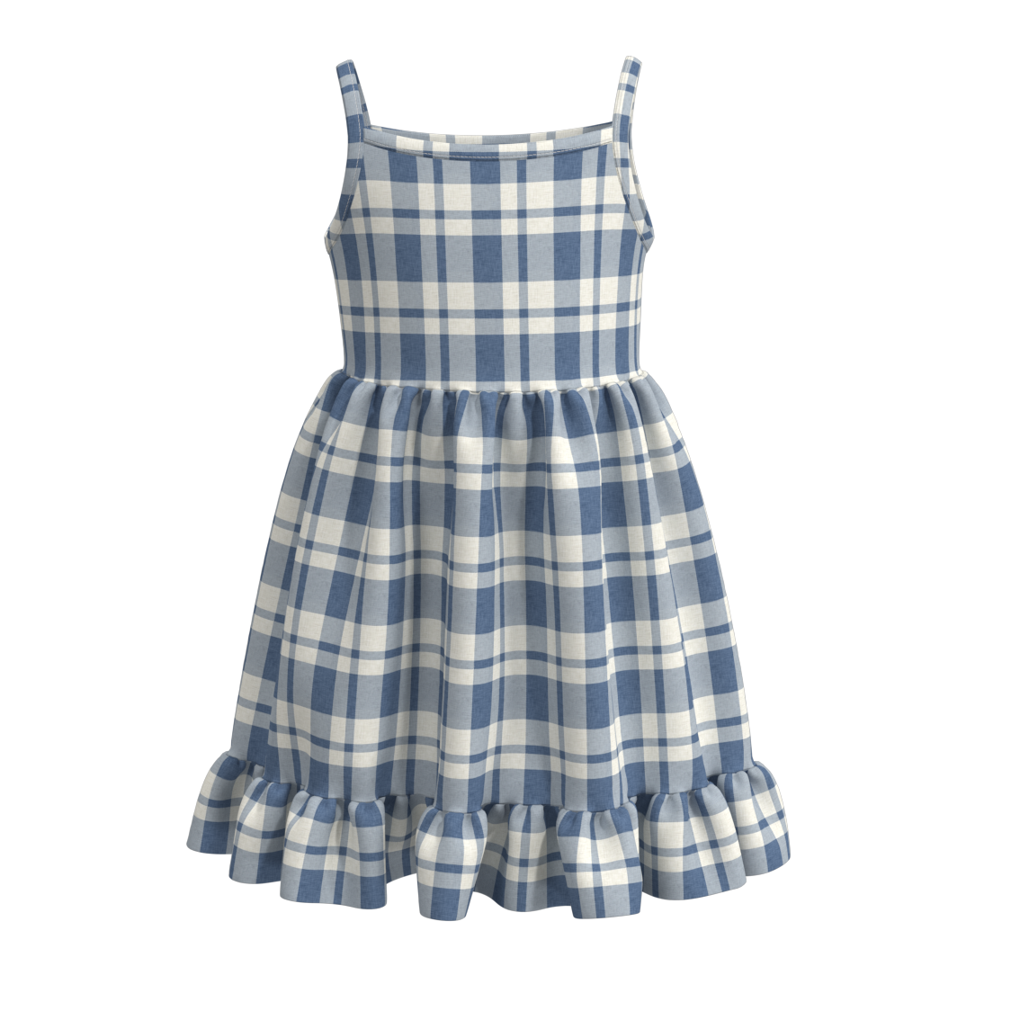 (Pre Order)Sleeveless Plaid Printed Girls' Summer Dress