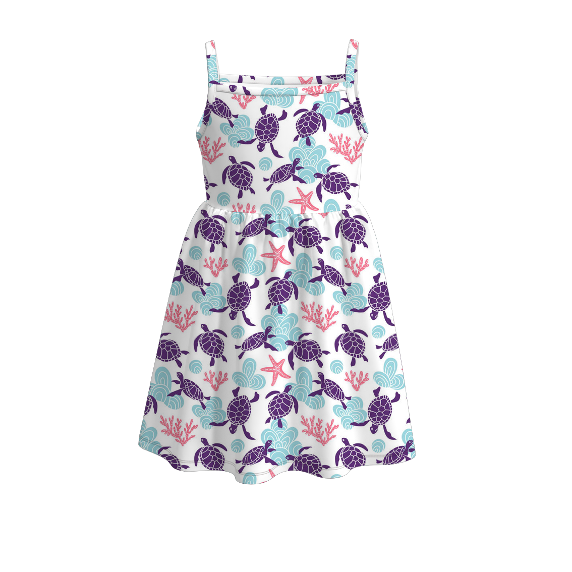 （Pre Order）Girls Summer Sea Turtle Print Dress