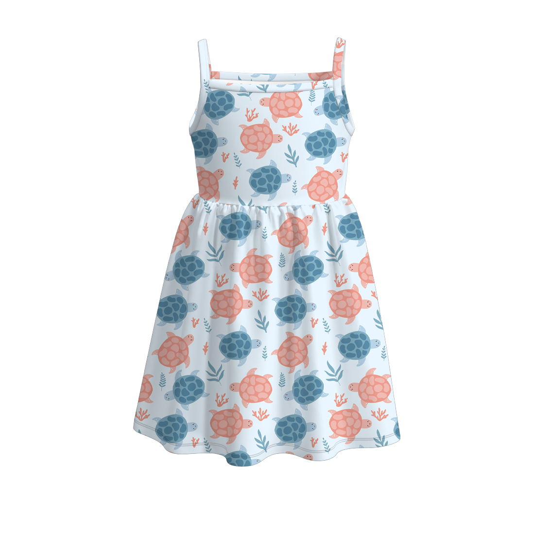 （Pre Order）Girls Summer Sea Turtle Print Dress