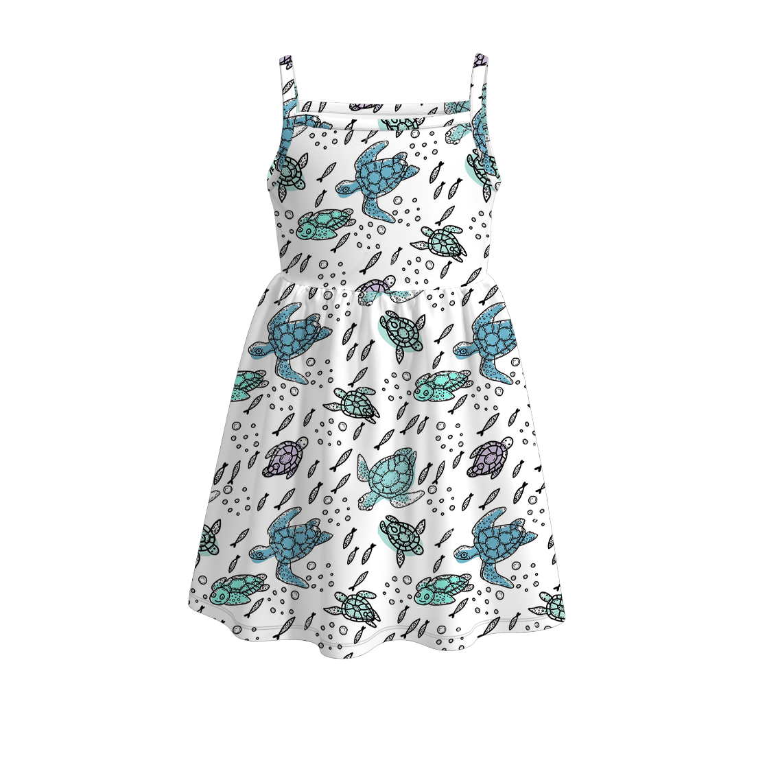 （Pre Order）Girls Summer Sea Turtle Print Dress