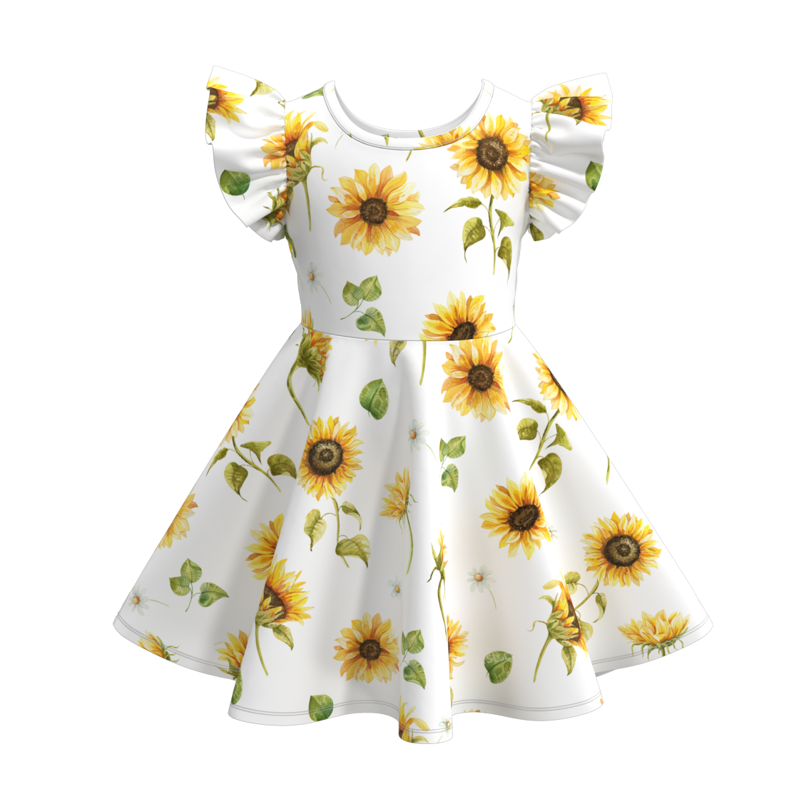 （Pre Order）Sunflower Floral Print Twirl Dress