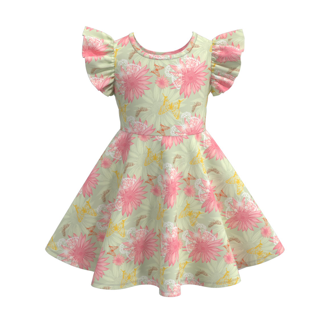 （Pre Order）Sunflower Floral Print Twirl Dress