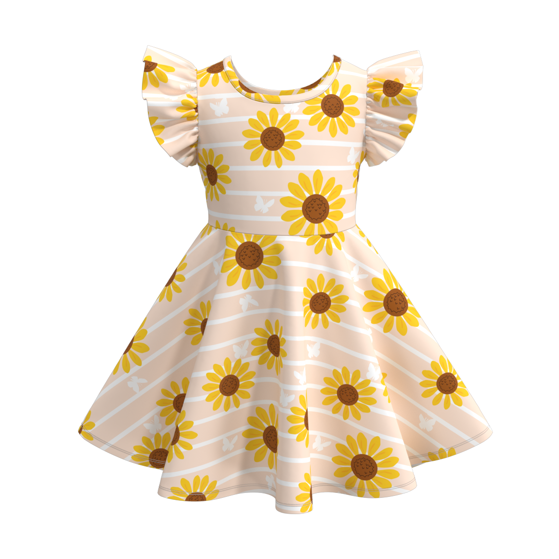 （Pre Order）Sunflower Floral Print Twirl Dress