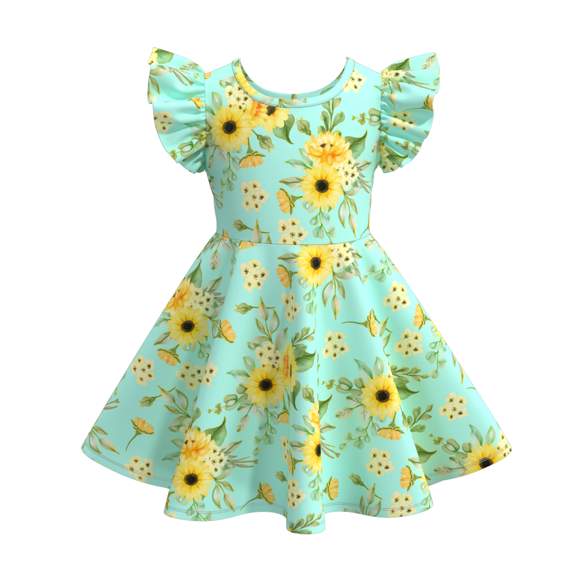 （Pre Order）Sunflower Floral Print Twirl Dress