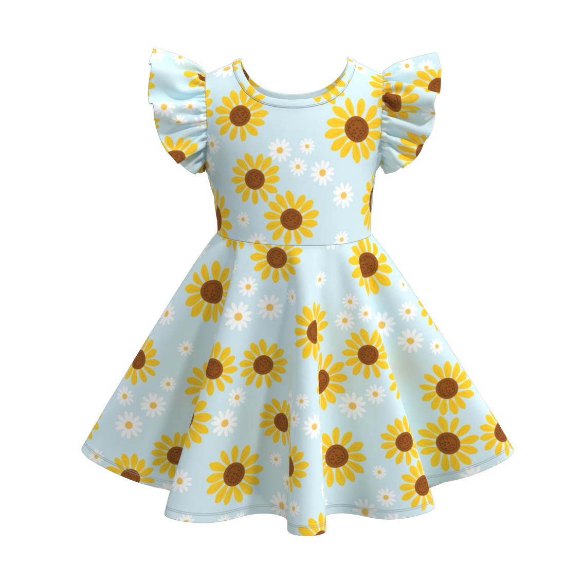 （Pre Order）Sunflower Floral Print Twirl Dress