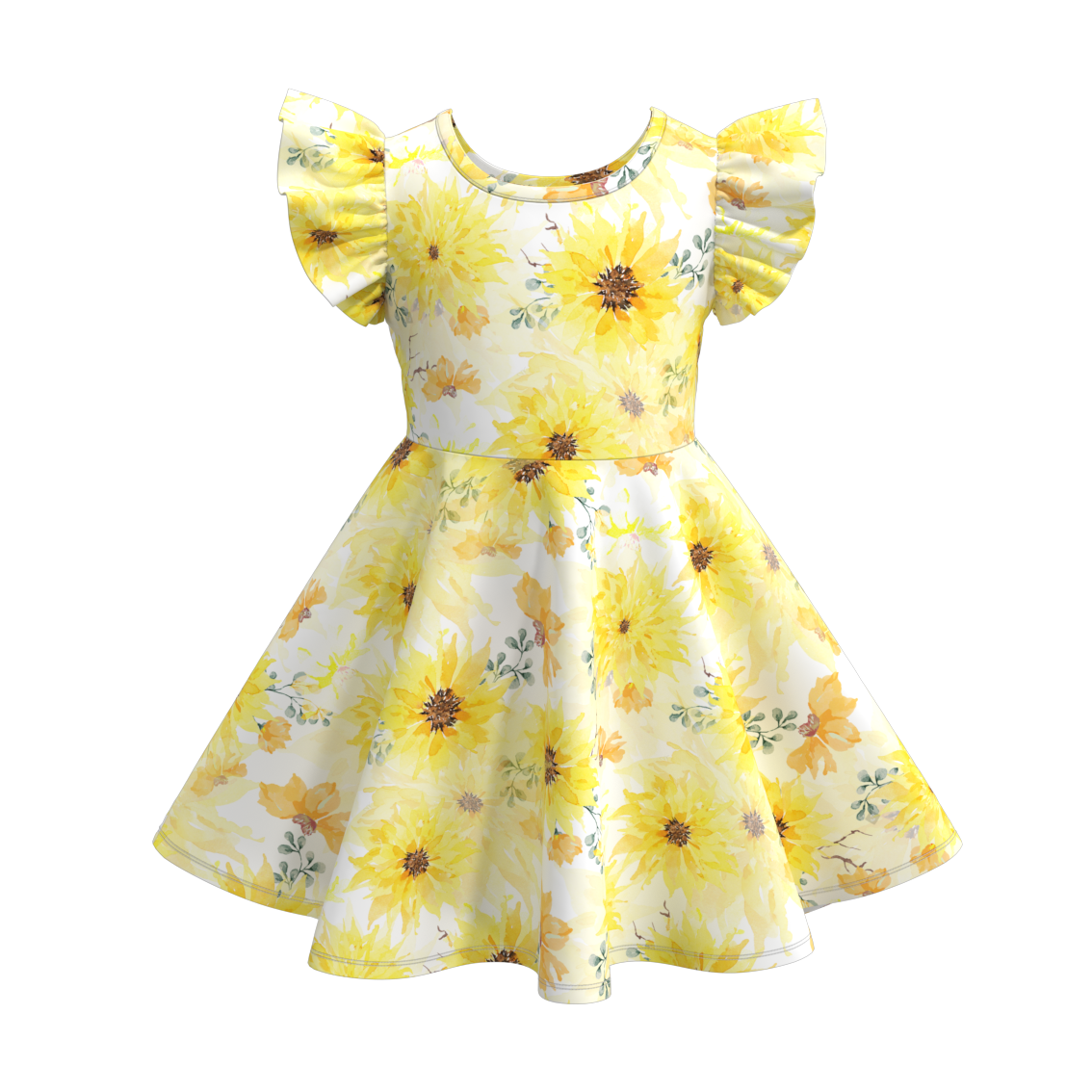 （Pre Order）Sunflower Floral Print Twirl Dress