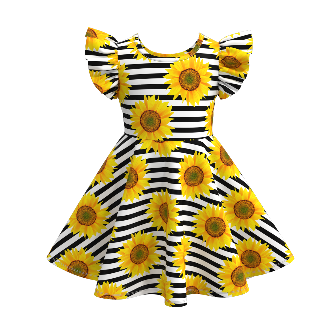 （Pre Order）Sunflower Floral Print Twirl Dress