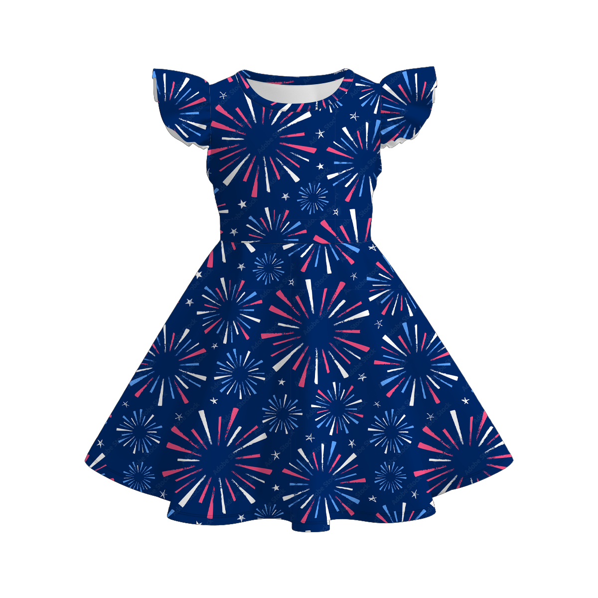 （Pre Order）Patriotic Print Ruffles Dress