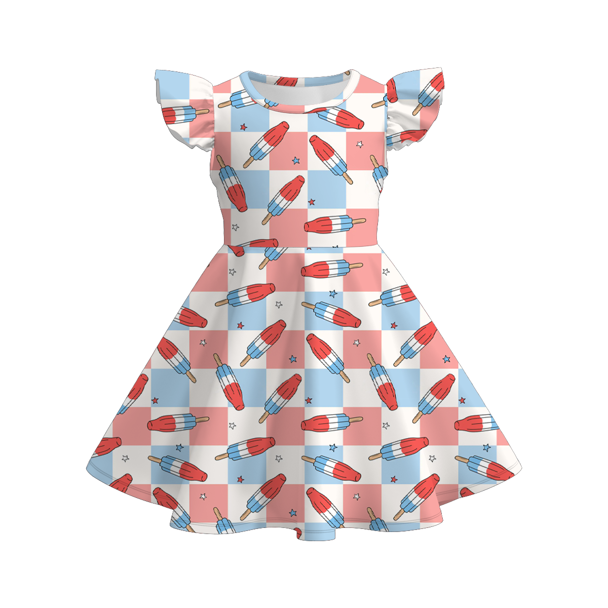 （Pre Order）Patriotic Print Ruffles Dress