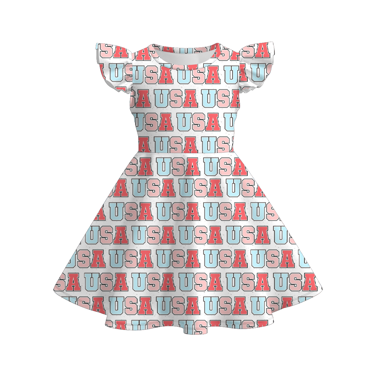 （Pre Order）Patriotic Print Ruffles Dress