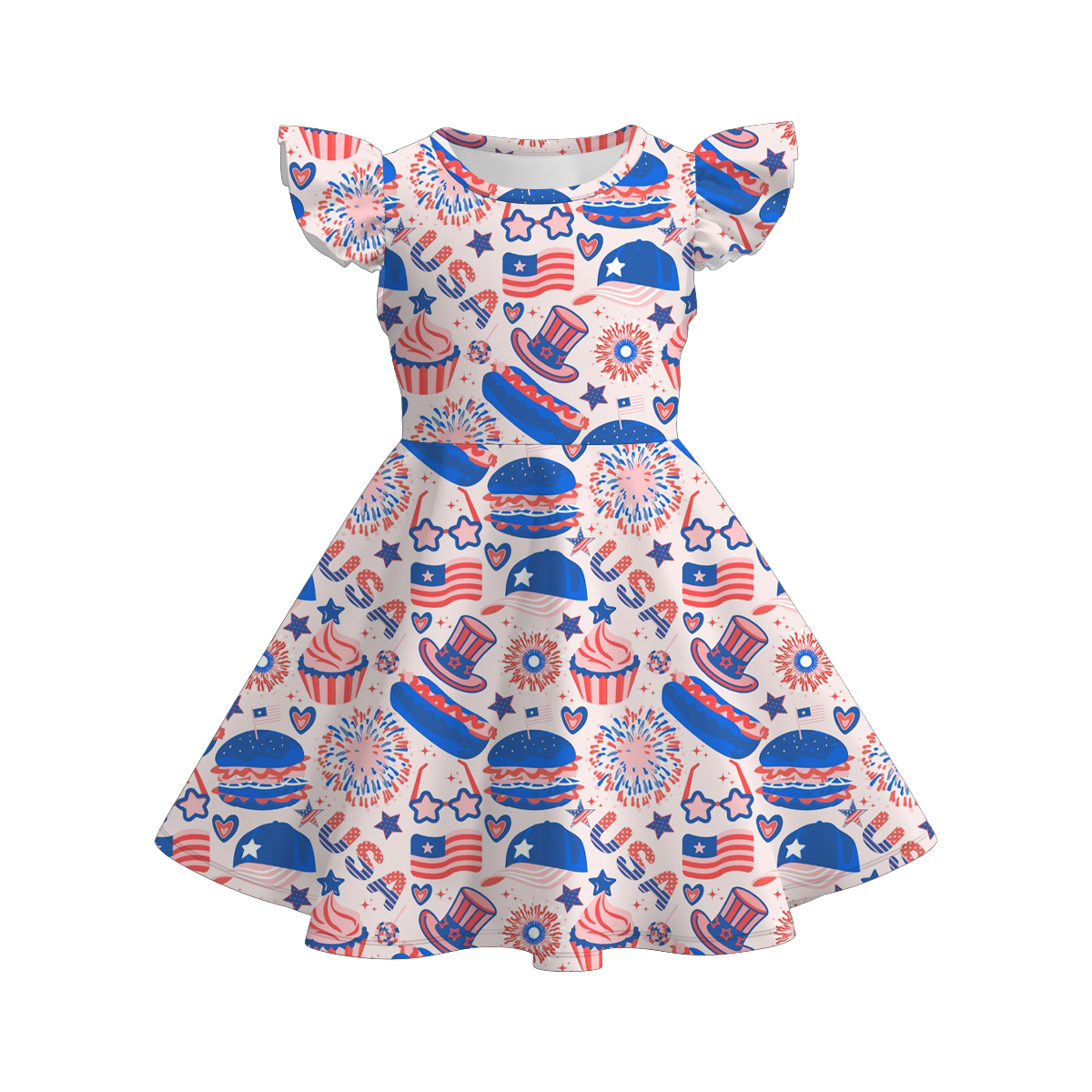 （Pre Order）Patriotic Print Ruffles Dress