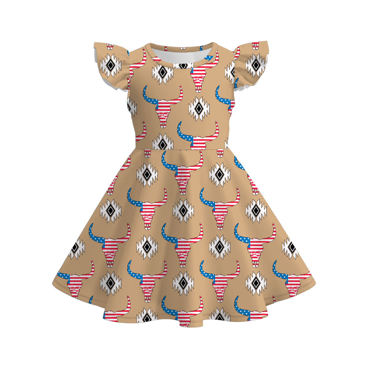 （Pre Order）Patriotic Print Ruffles Dress