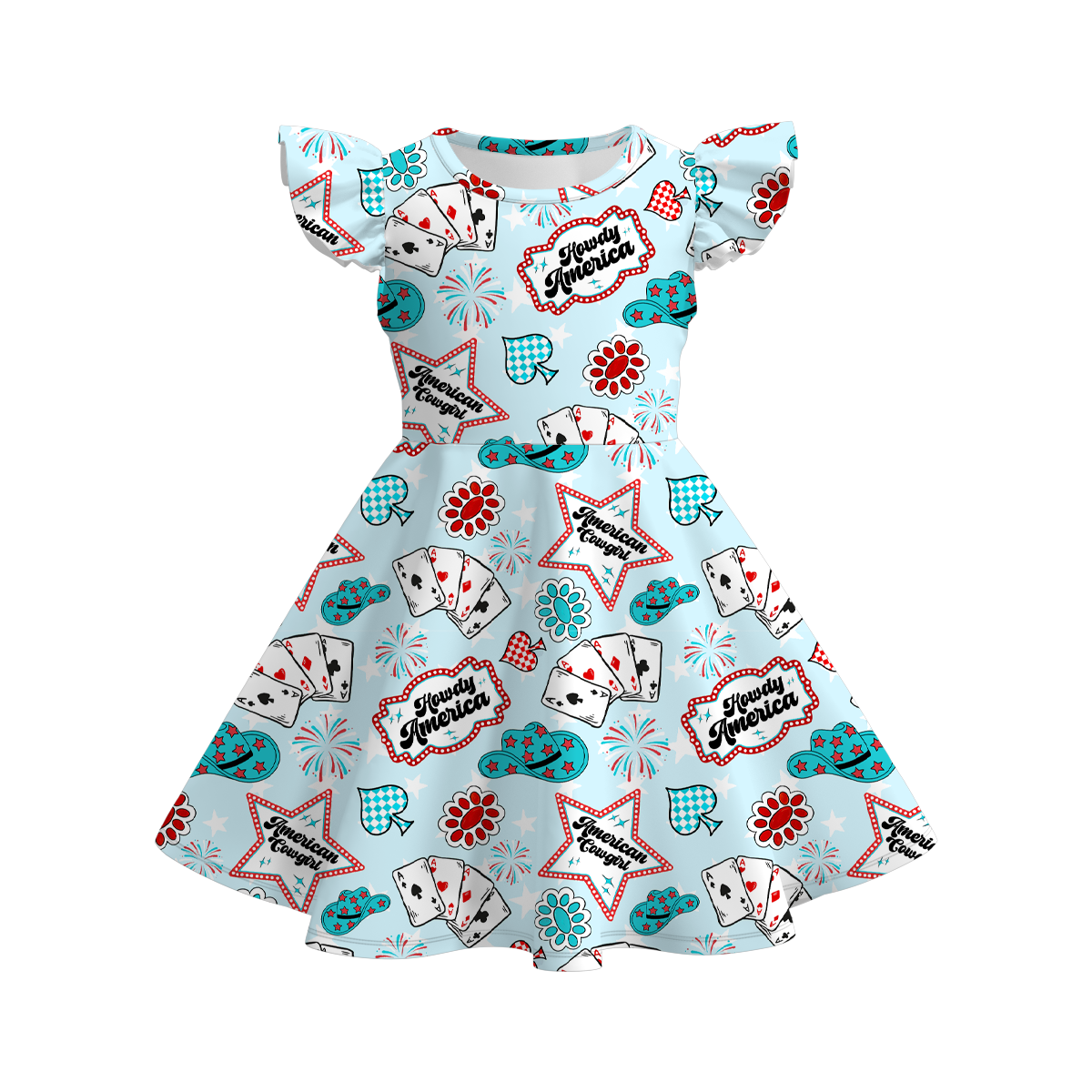 （Pre Order）Patriotic Print Ruffles Dress