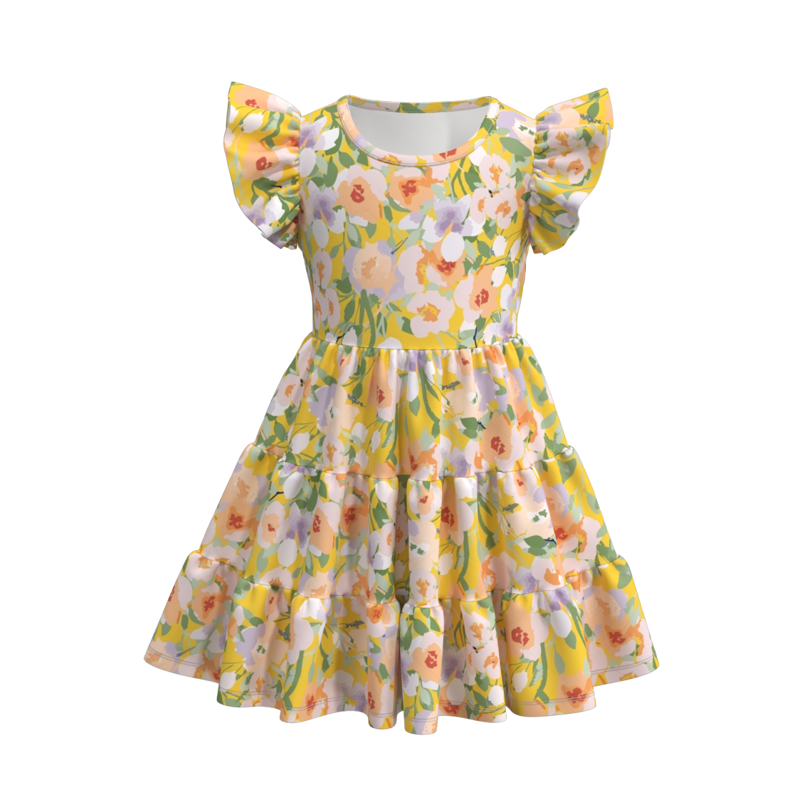 （Pre Order）Summer Flower Print Mommy and Me Ruffled Dress