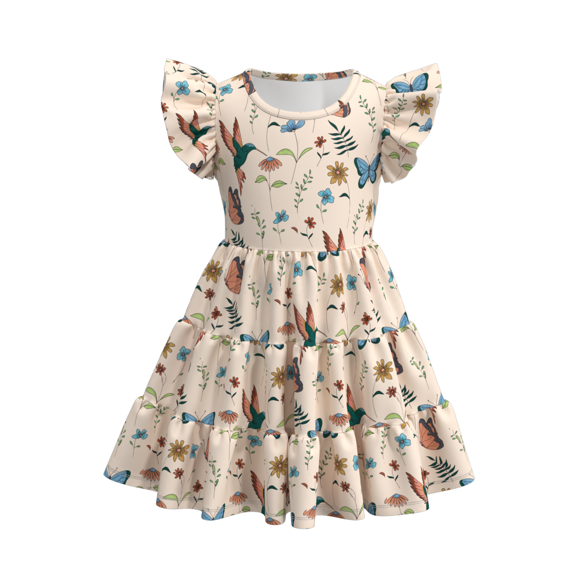 （Pre Order）Summer Floral Print Mommy and Me Ruffled Dress