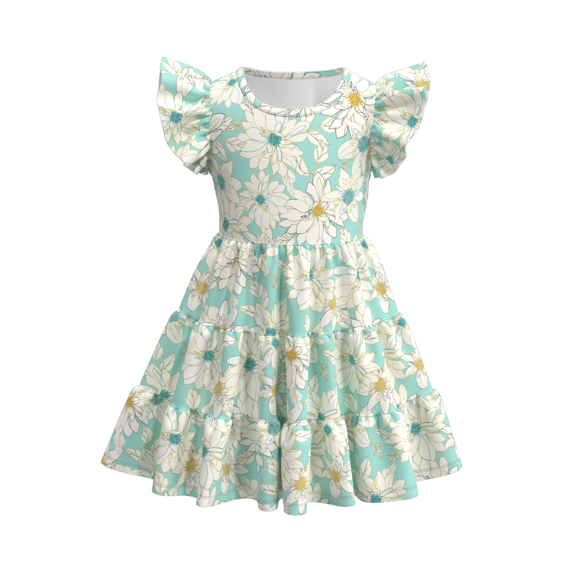 （Pre Order）Summer Flower Print Mommy and Me Ruffled Dress