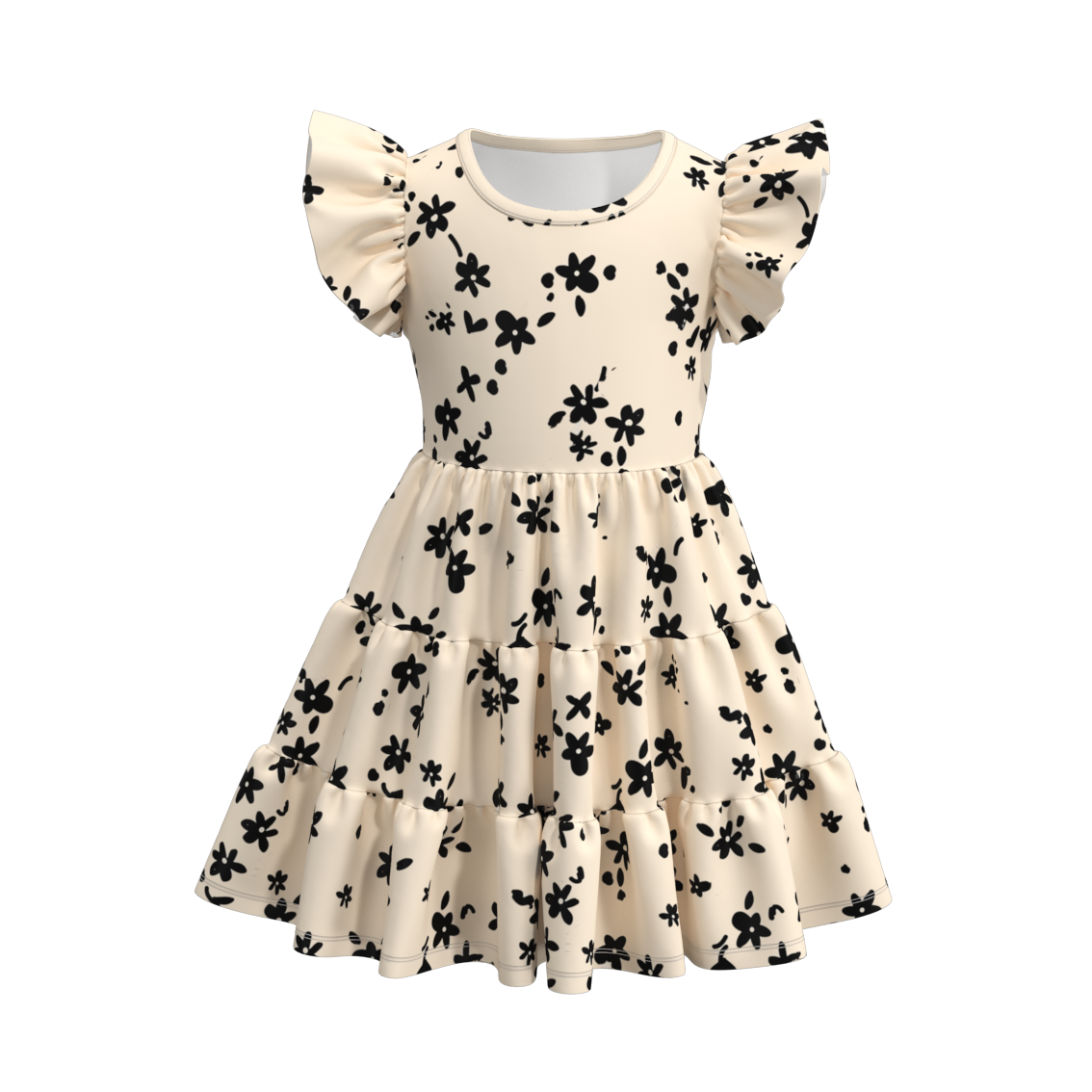 （Pre Order）Summer Flower Print Mommy and Me Ruffled Dress