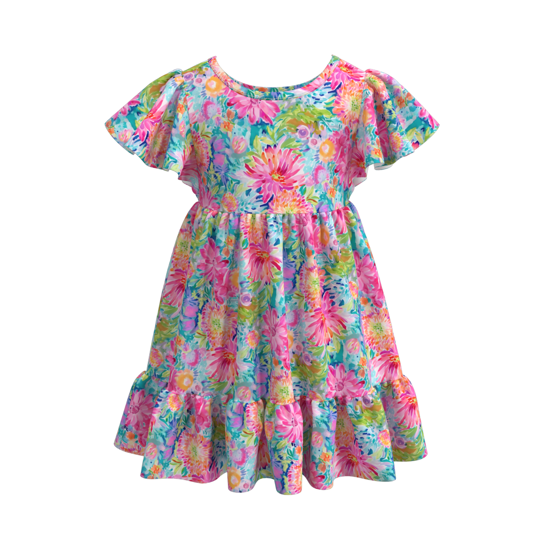 （Pre Order）Summer Floral Stripes Mommy and Me Dress