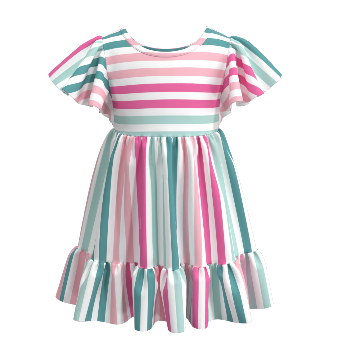 （Pre Order）Summer Flower Stripes Mommy and Me Dress