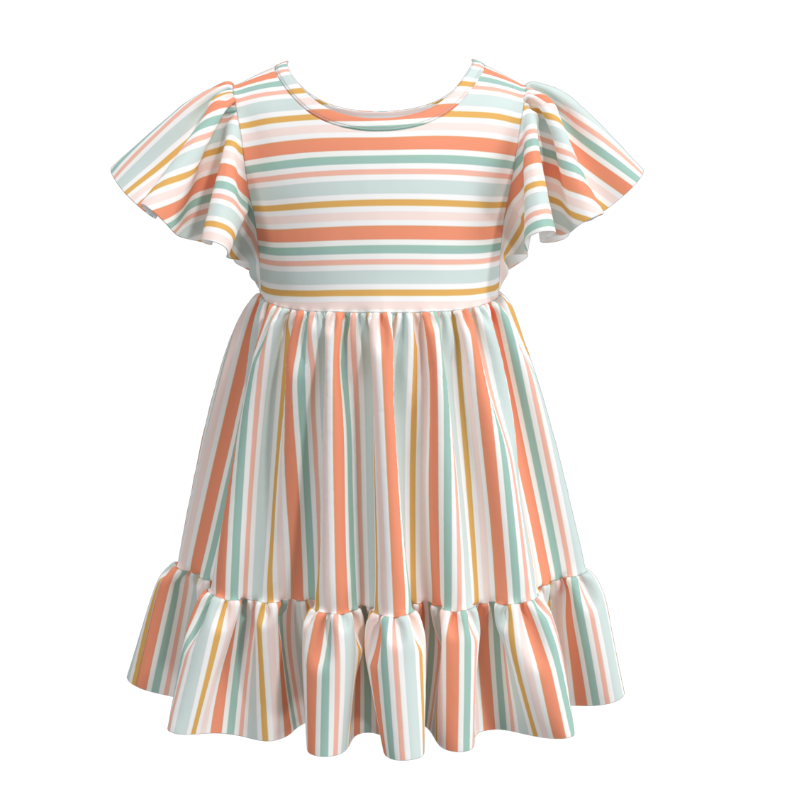 （Pre Order）Summer Floral Stripes Mommy and Me Dress