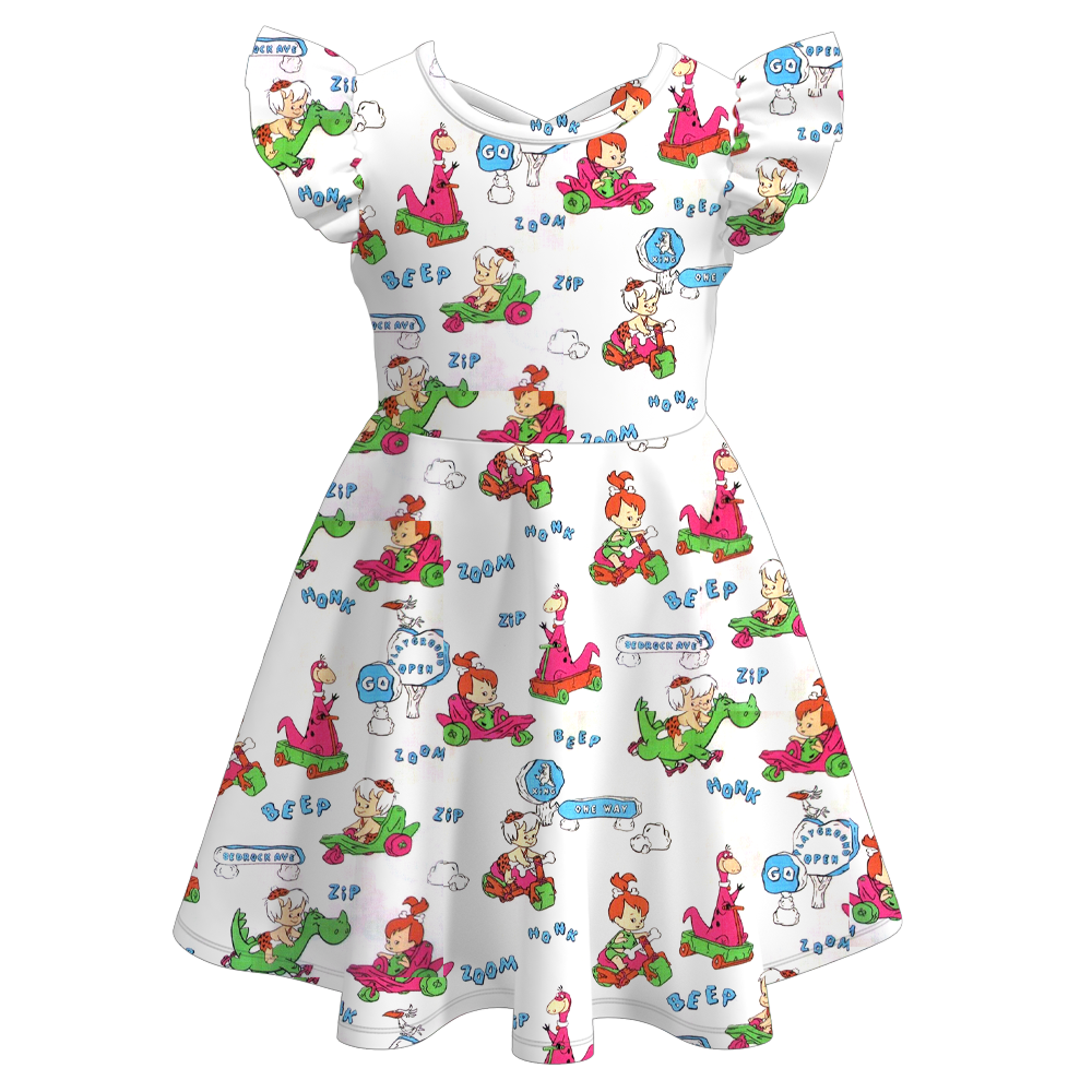 （Pre Order）Girls Summer Cartoon Print Twirl Dress