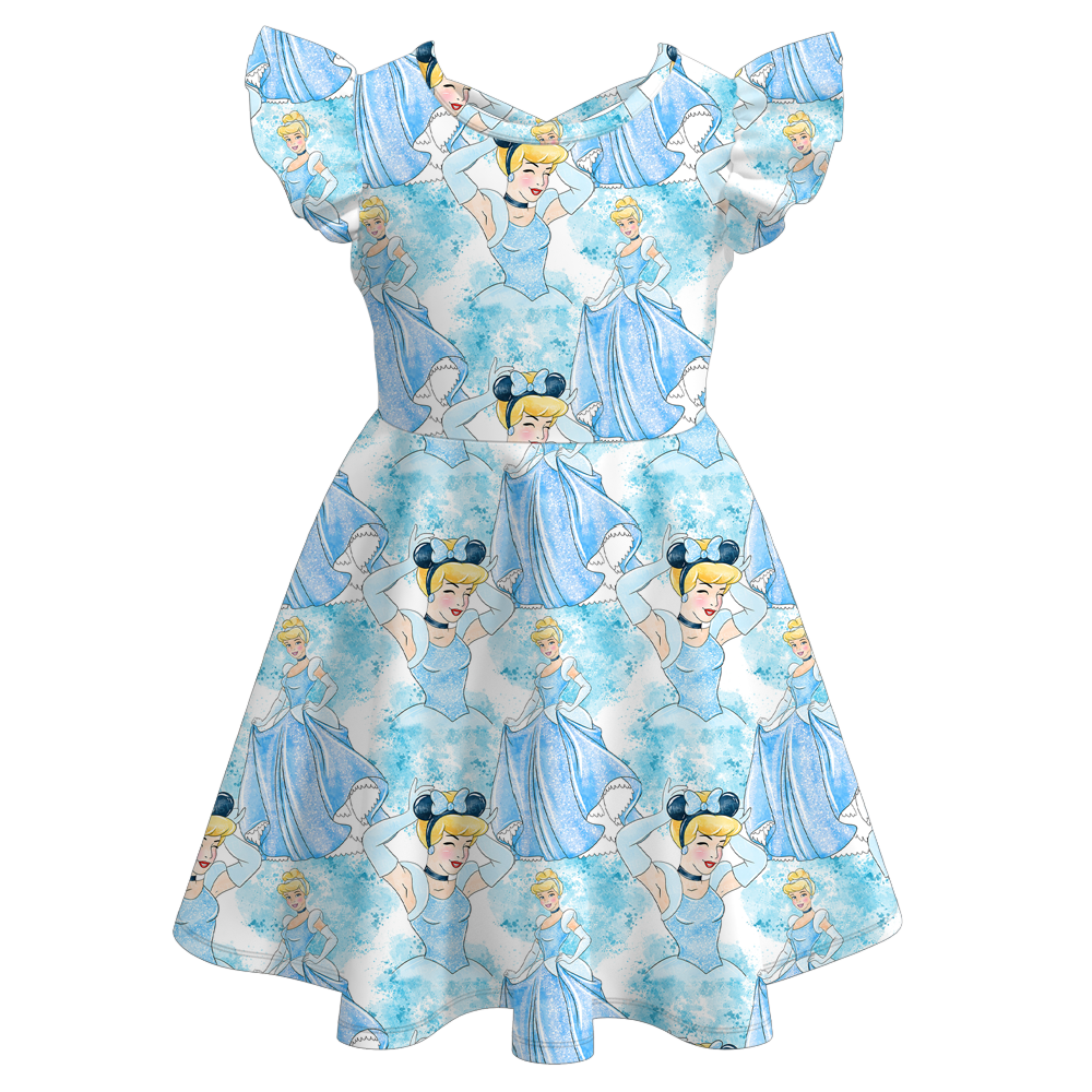 （Pre Order）Girls Summer Cartoon Print Twirl Dress