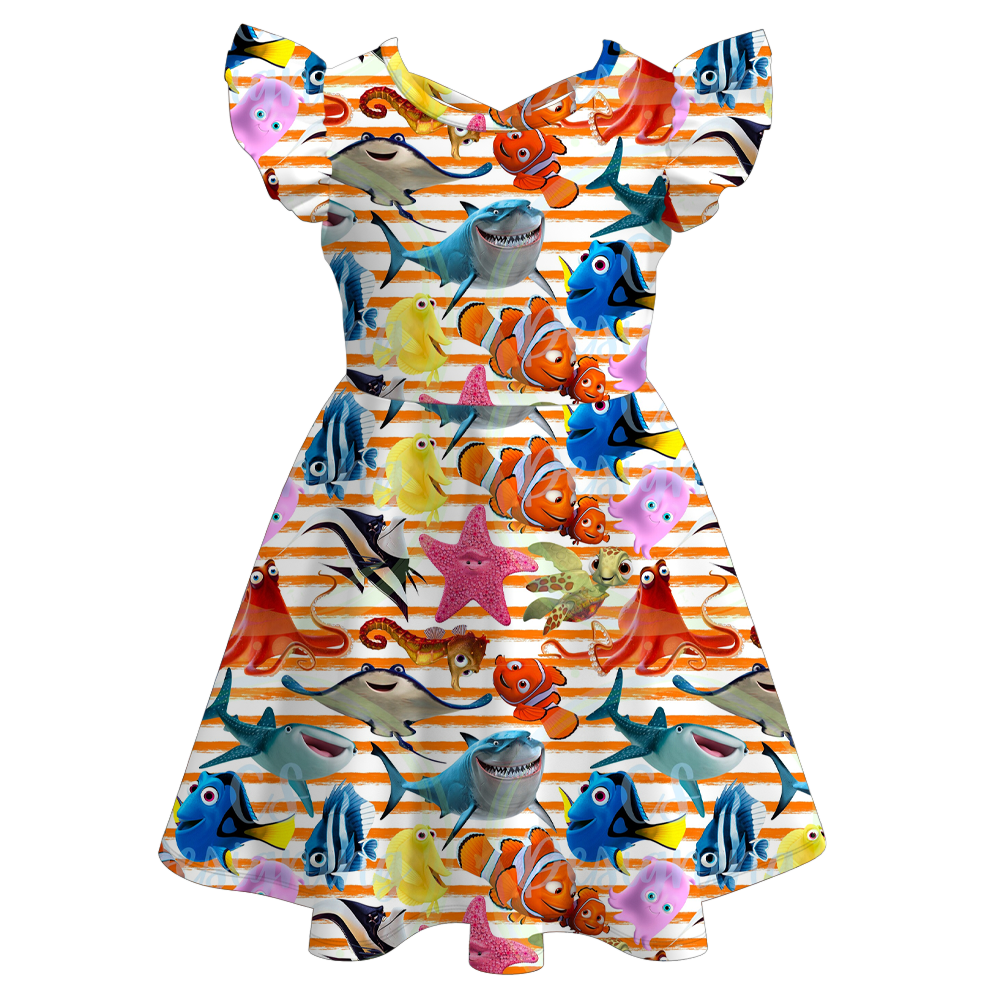 （Pre Order）Girls Summer Cartoon Print Twirl Dress