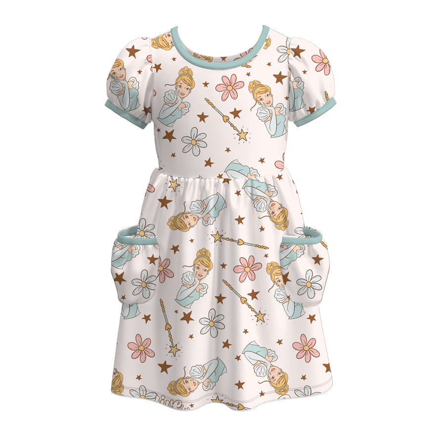 （Pre Order）Girls Summer Princess Print Pocket Dress