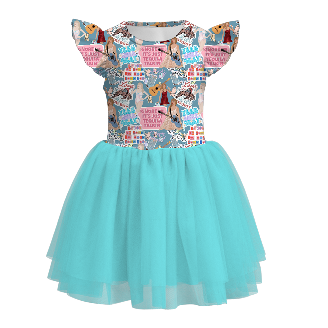 （Pre Order）Girls Summer TS Print Tutu Tulle Dress