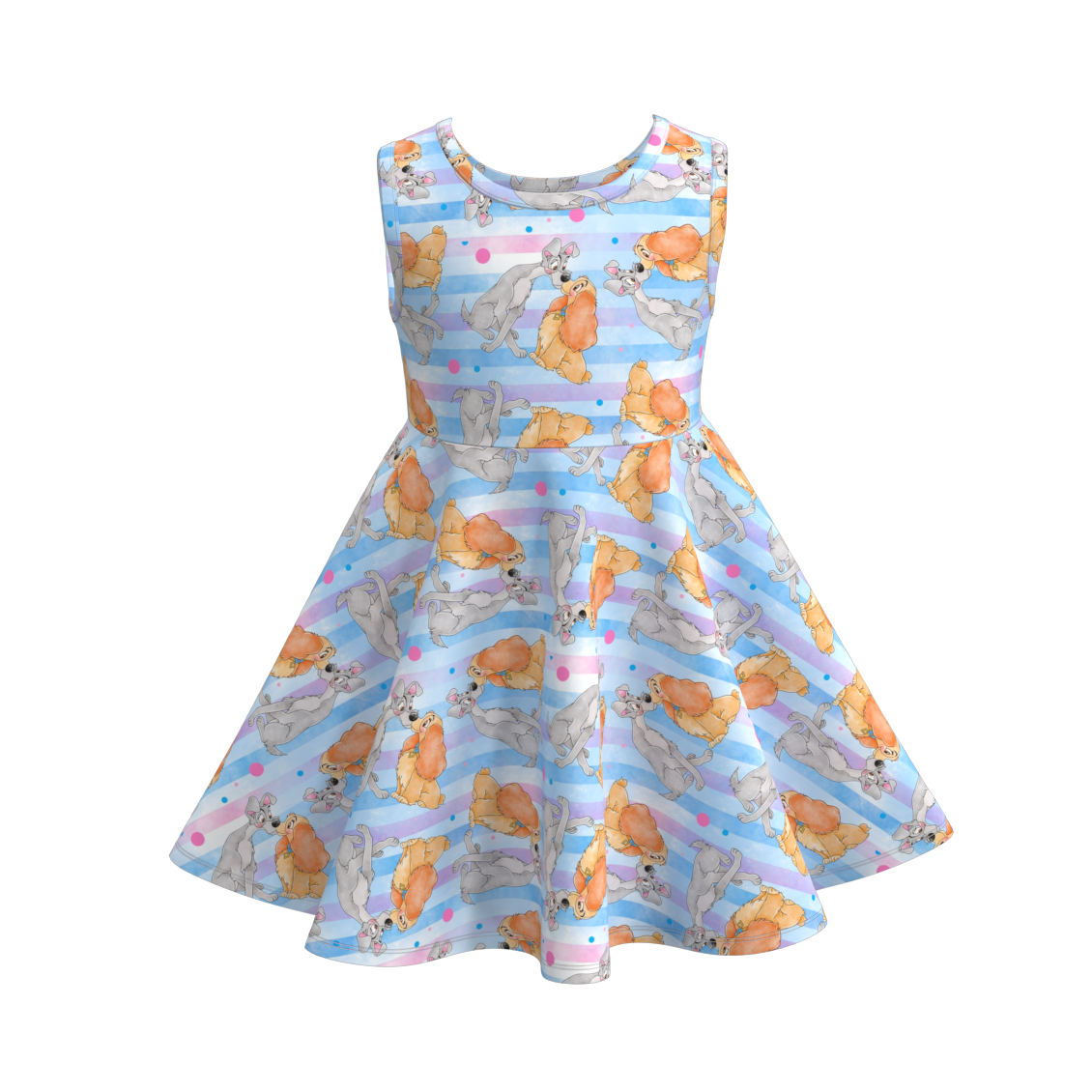 （Pre Order）Girls Summer Sleeveless Cartoon Print Twirl Dress