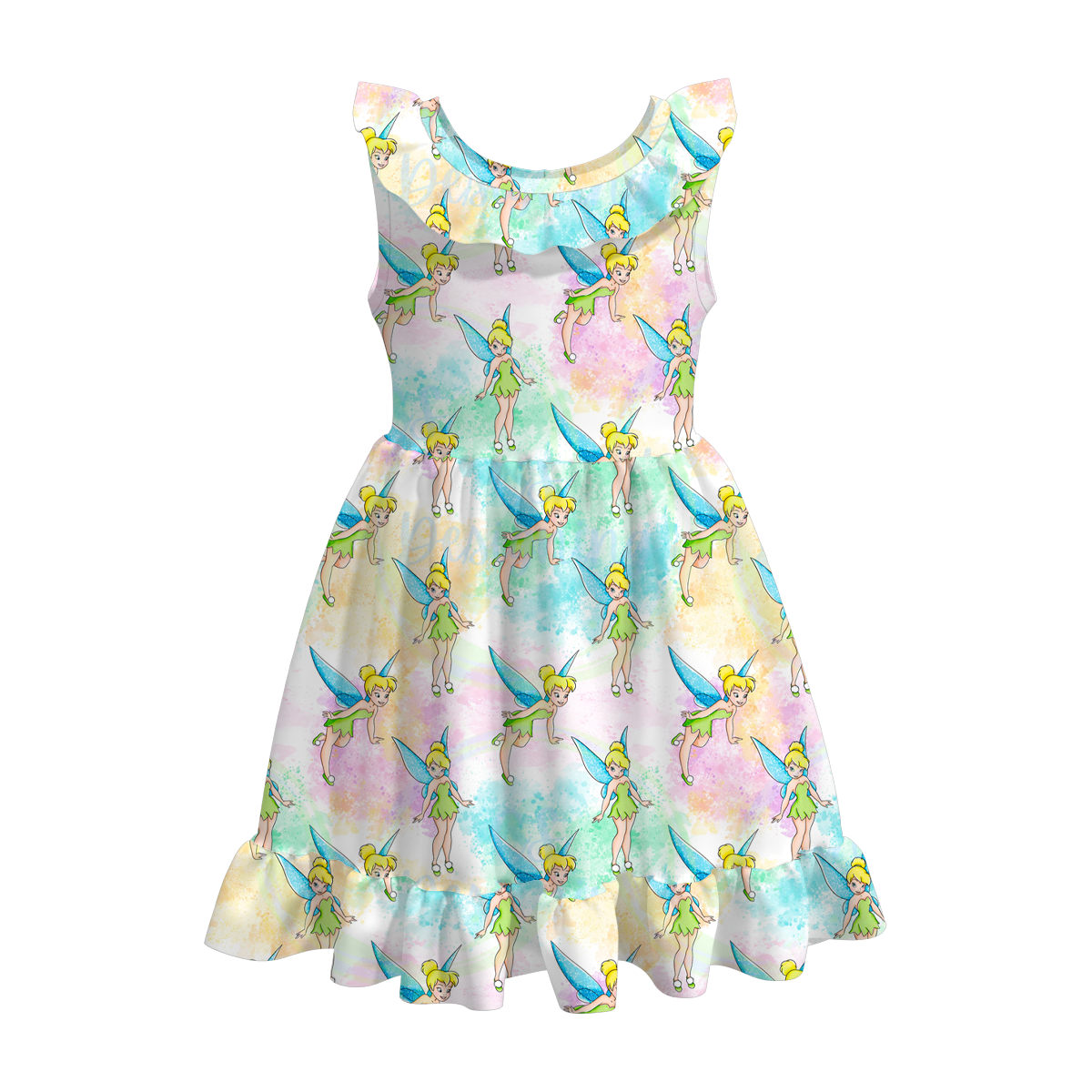 （Pre Order）Girls Summer Tinker Bell Print Twirl Dress