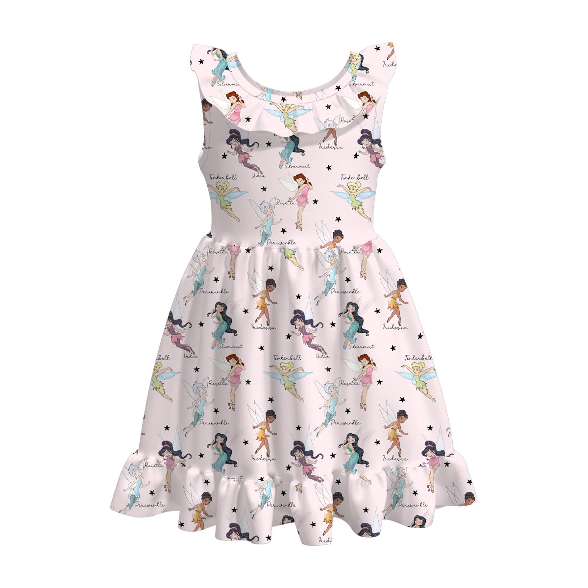 （Pre Order）Girls Summer Tinker Bell Print Twirl Dress