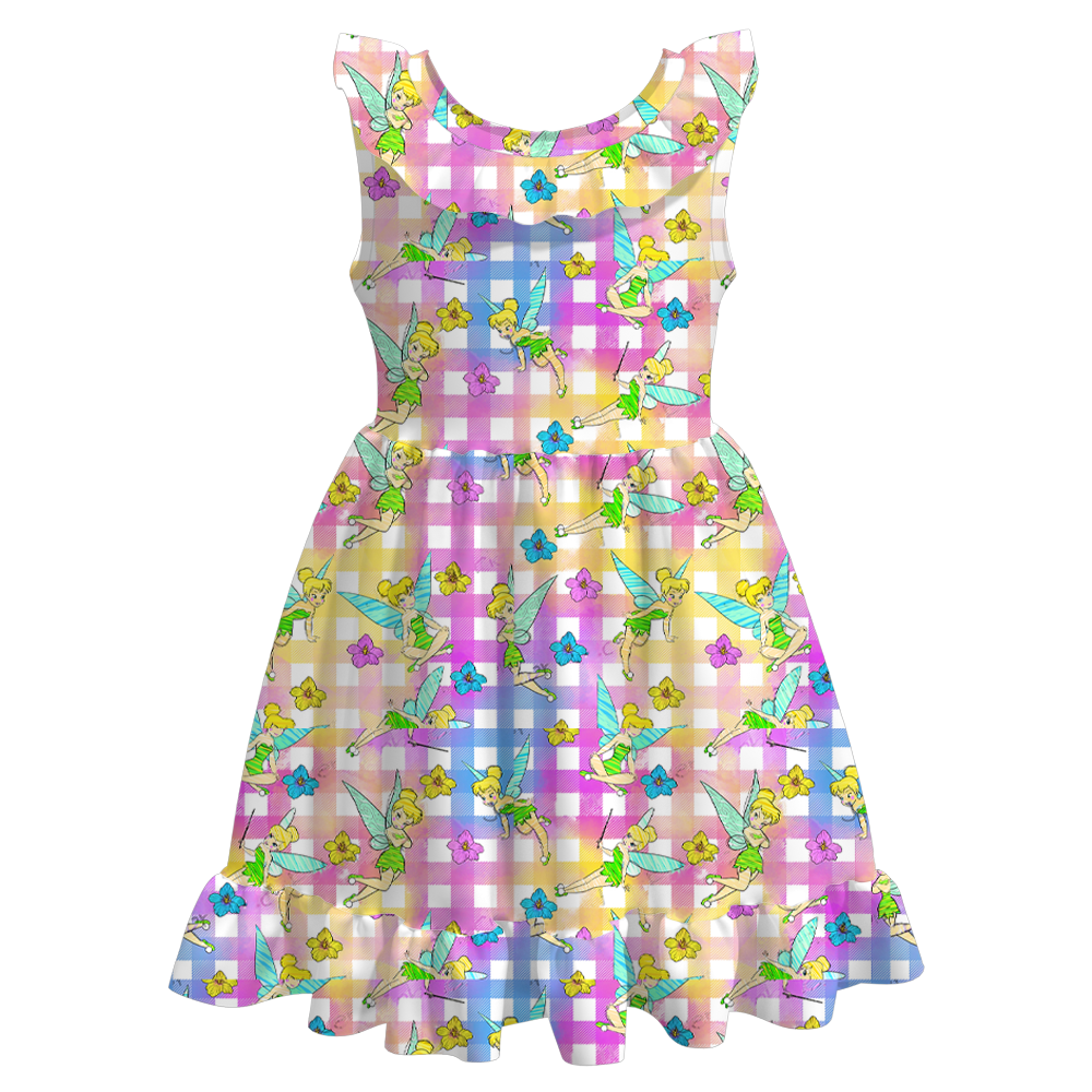 （Pre Order）Girls Summer Tinker Bell Print Twirl Dress