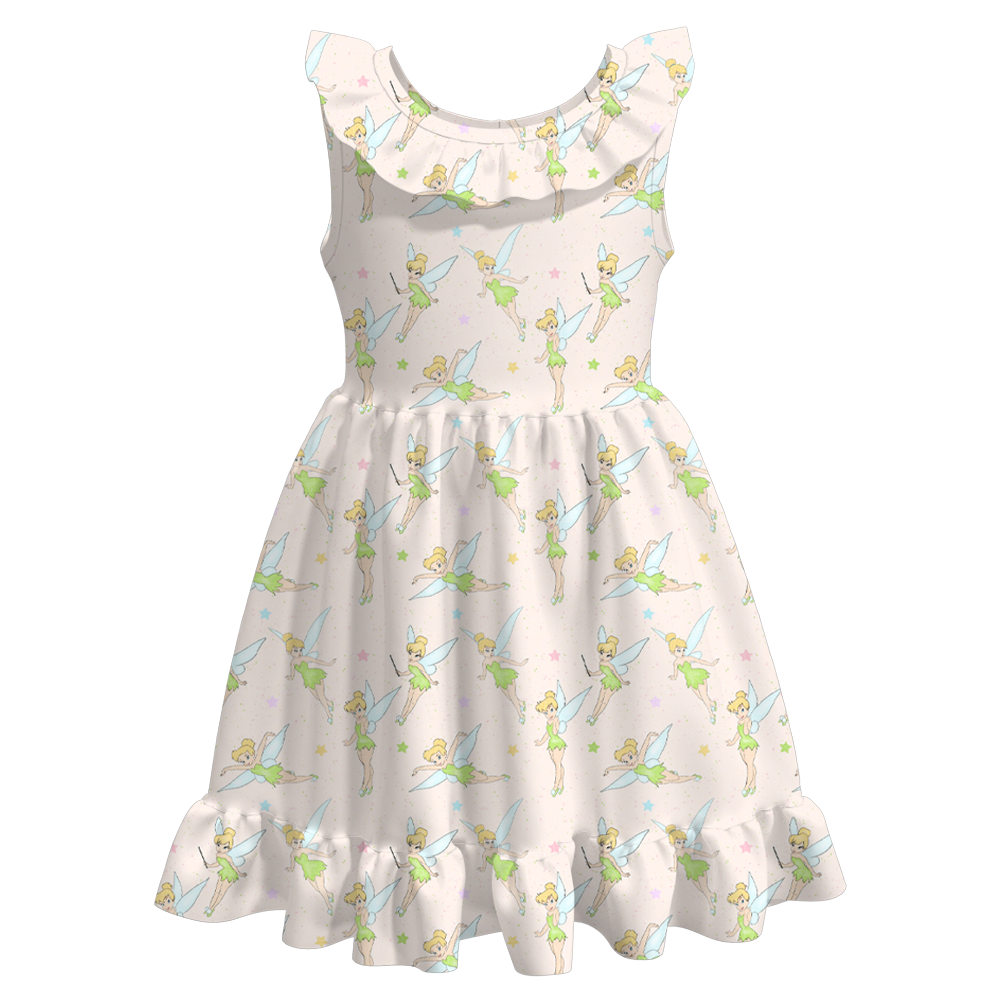 （Pre Order）Girls Summer Tinker Bell Print Twirl Dress