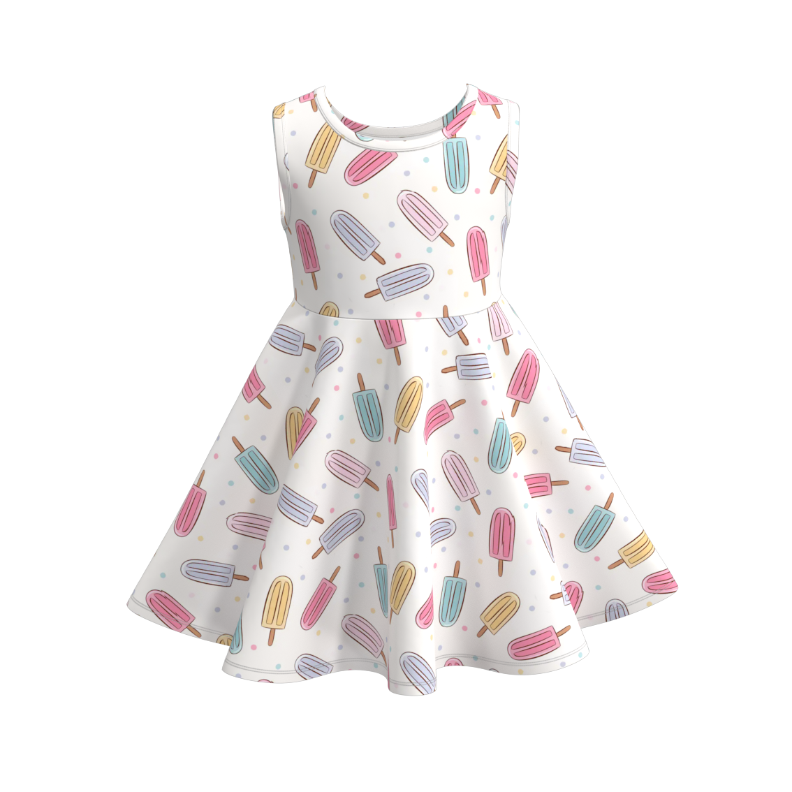 （Pre Order）Girls Summer Ice Cream Print Twirl Dress