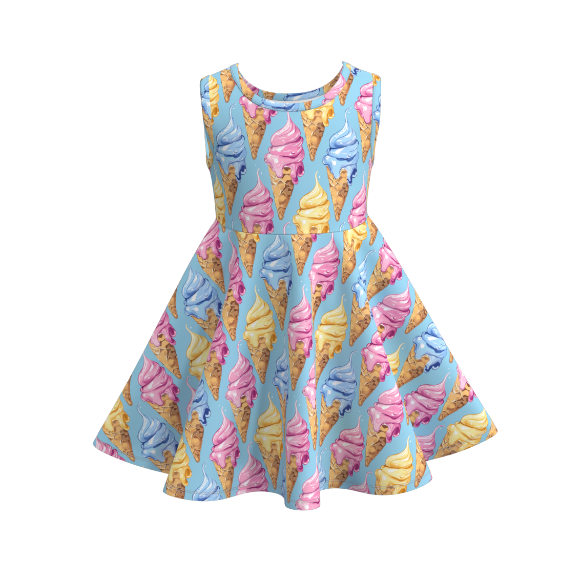 （Pre Order）Girls Summer Ice Cream Print Twirl Dress