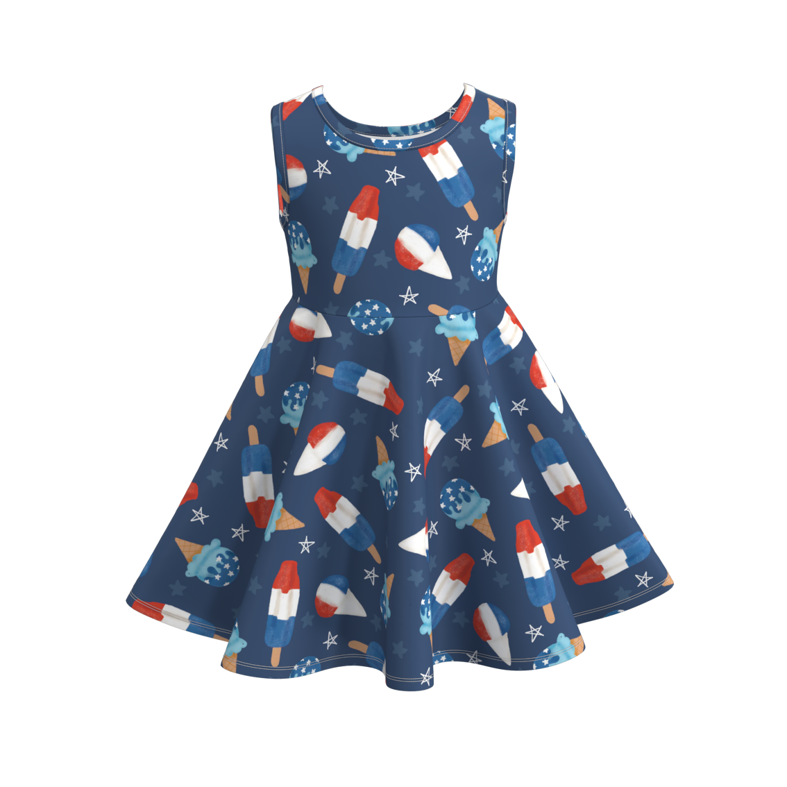 （Pre Order）Girls Summer Ice Cream Print Twirl Dress