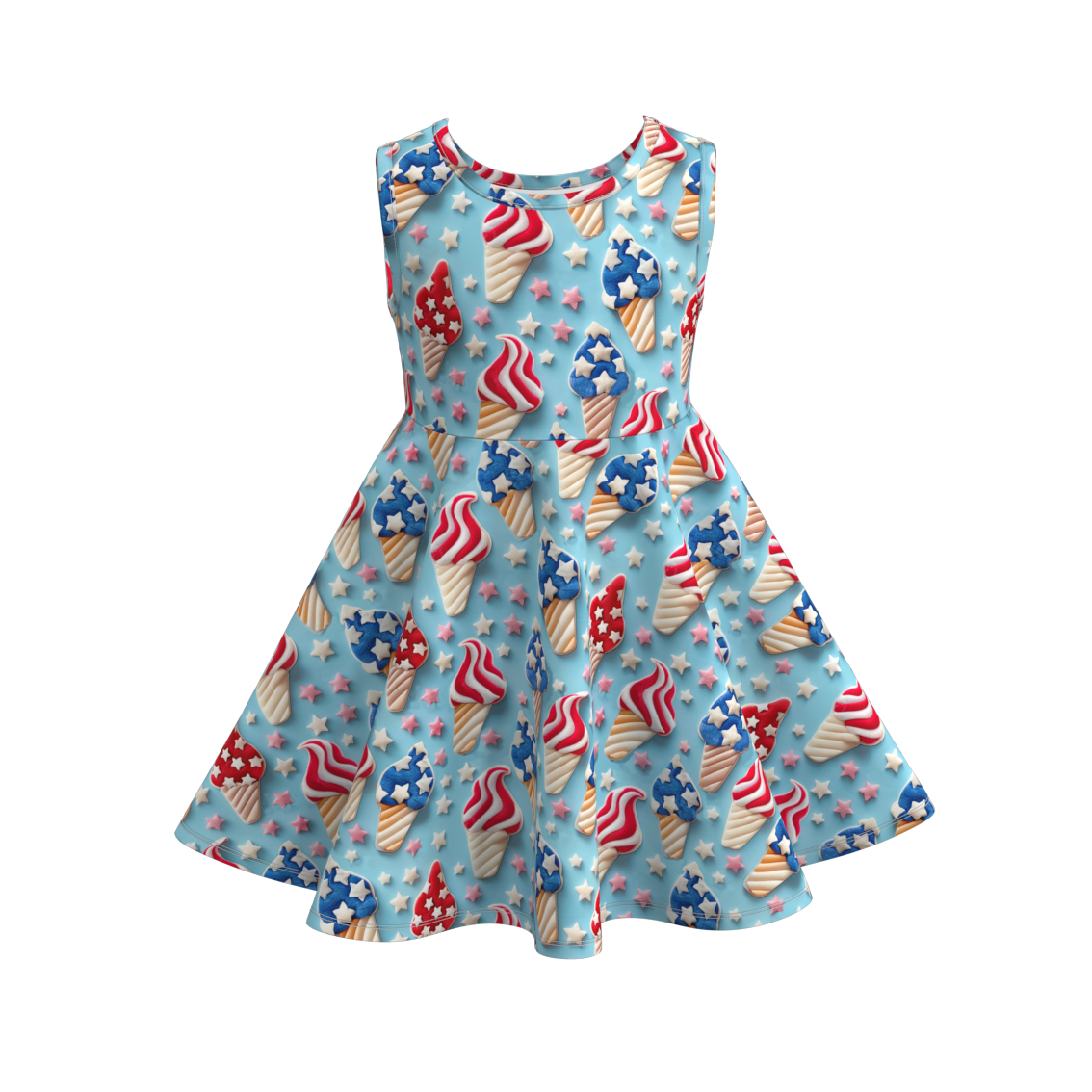 （Pre Order）Girls Summer Ice Cream Print Twirl Dress