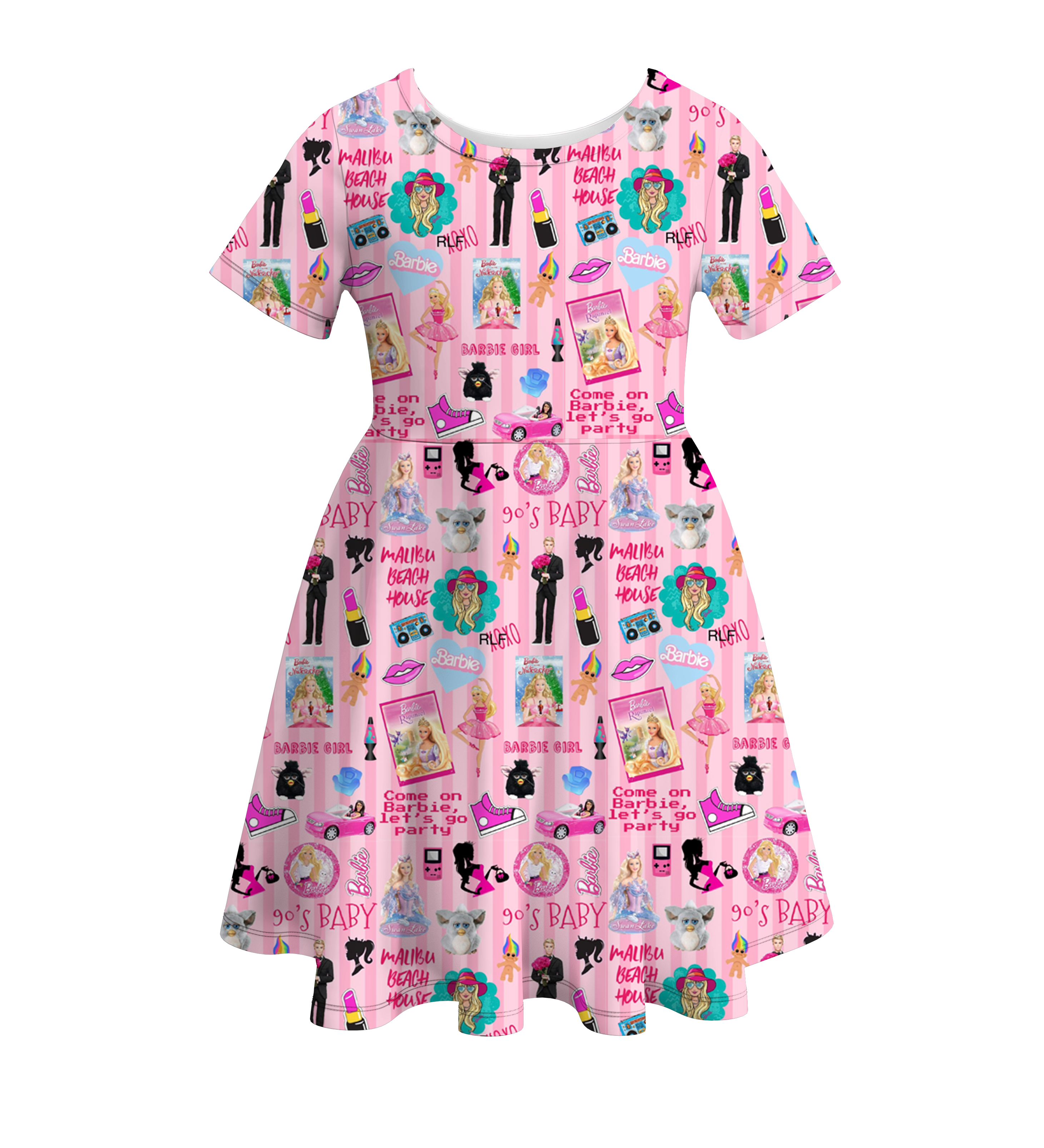 （Pre Order）Girls Summer Barbie Print Twirl Dress