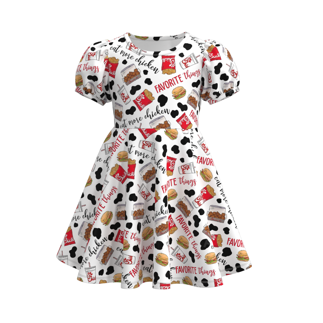 （Pre Order）Girls Summer French Fries Print Twirl Dress