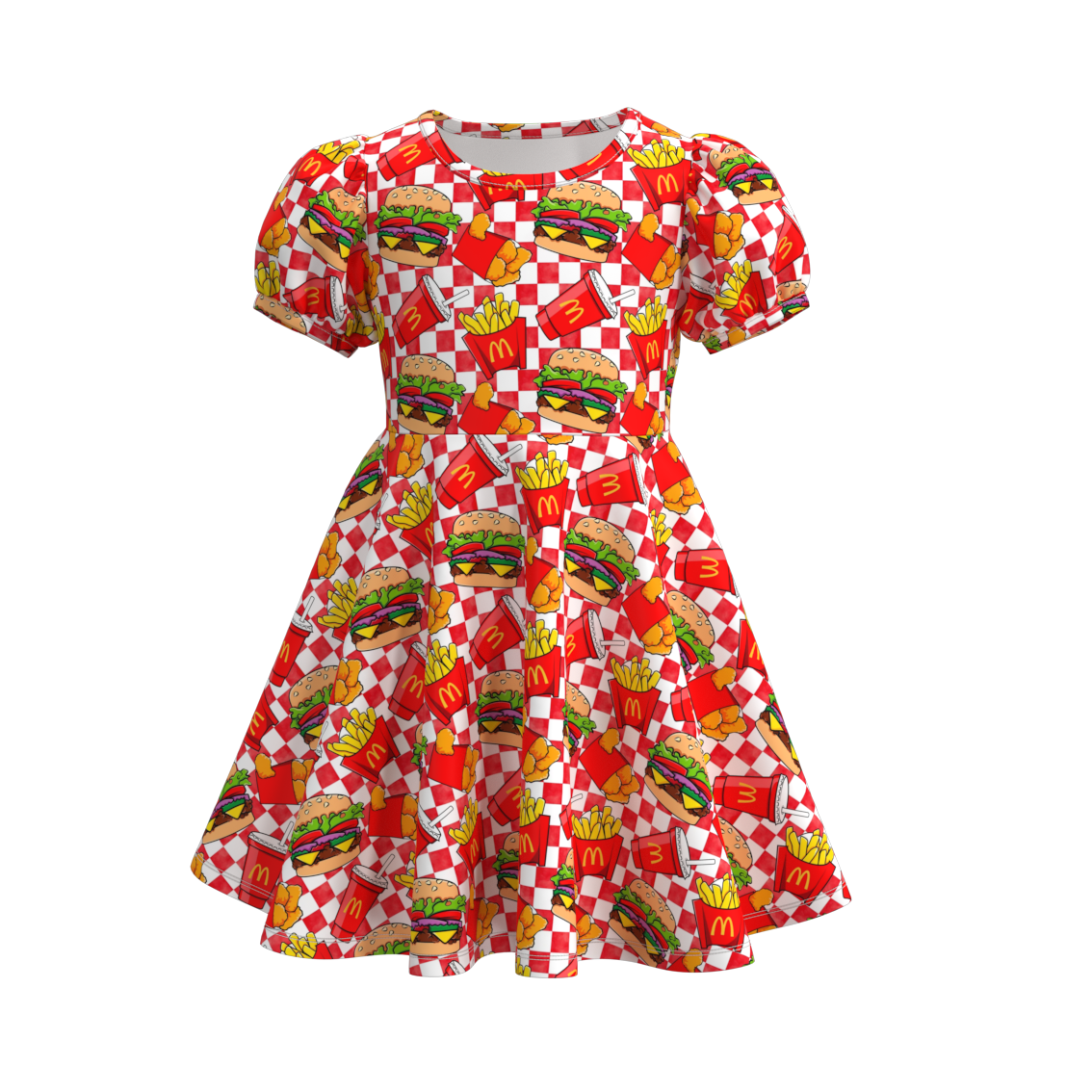 （Pre Order）Girls Summer French Fries Print Twirl Dress