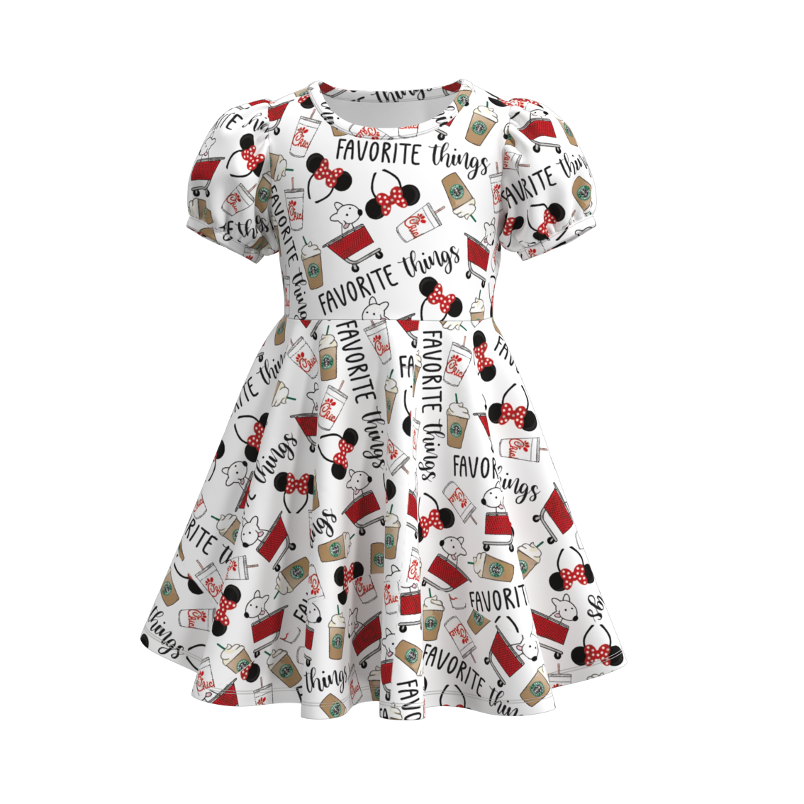 （Pre Order）Girls Summer French Fries Print Twirl Dress