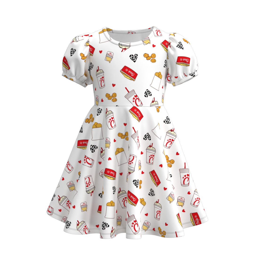 （Pre Order）Girls Summer French Fries Print Twirl Dress