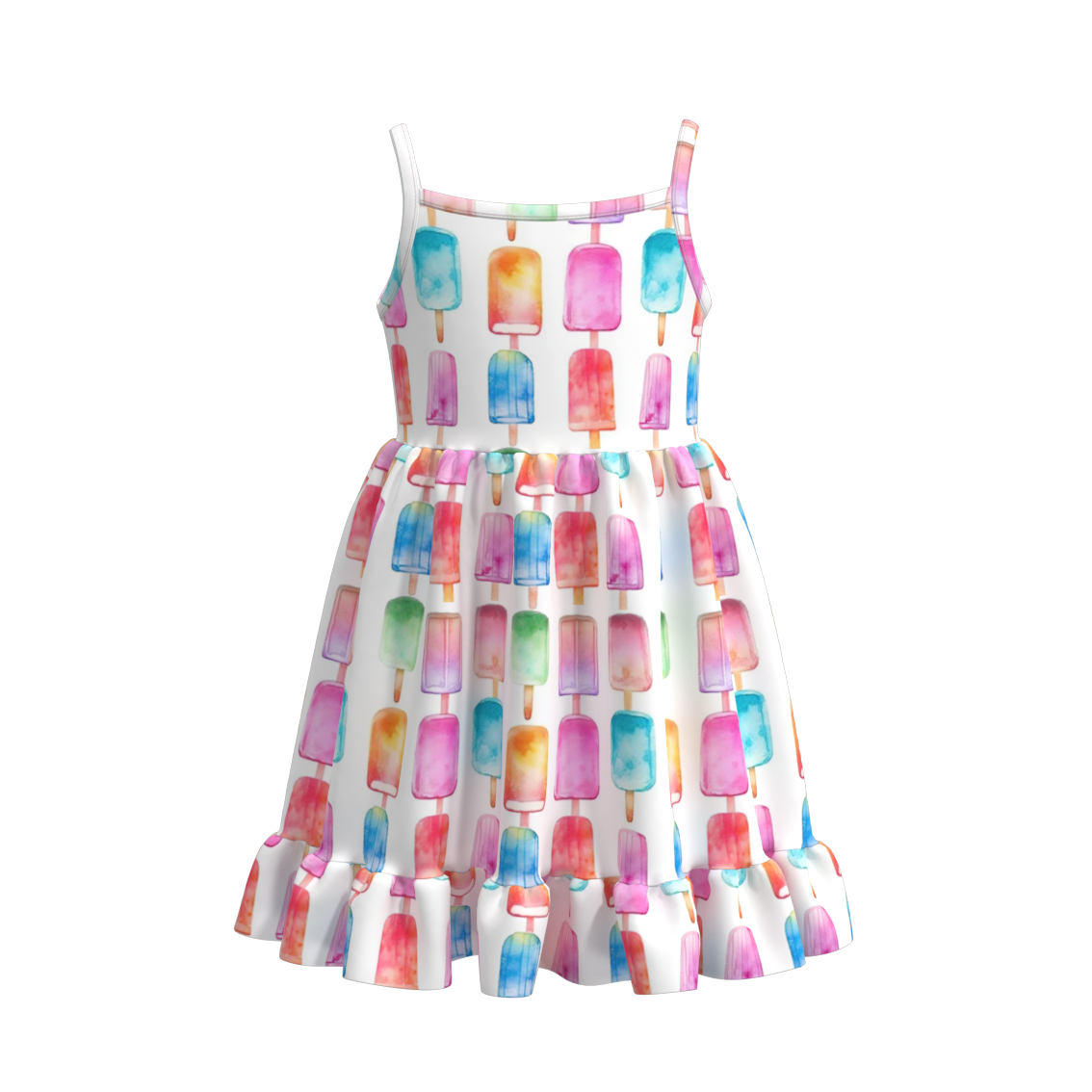 （Pre Order）Girls Summer Popsicle Print Slip Dress