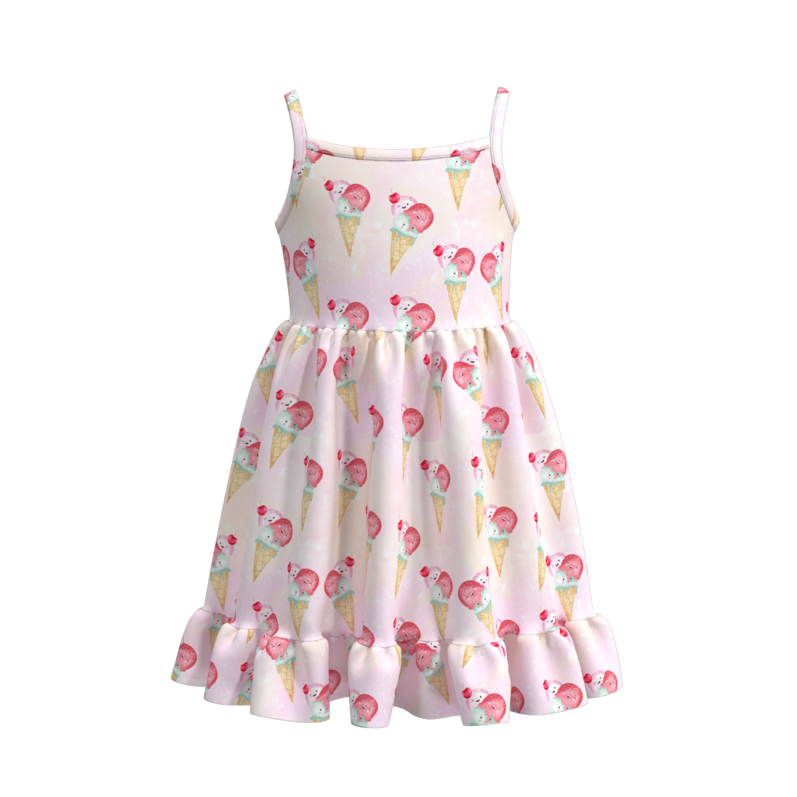 （Pre Order）Girls Summer Popsicle Print Slip Dress